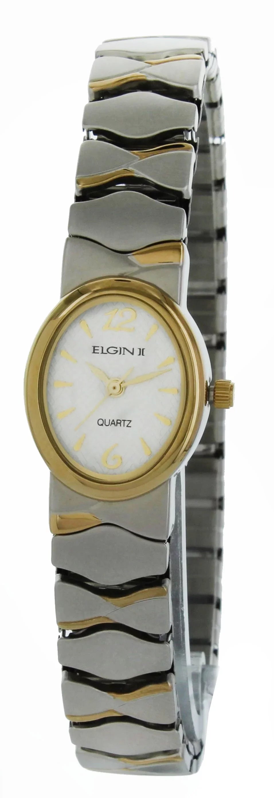 two silver  Quartz accent Elgin tone expansion Watch band