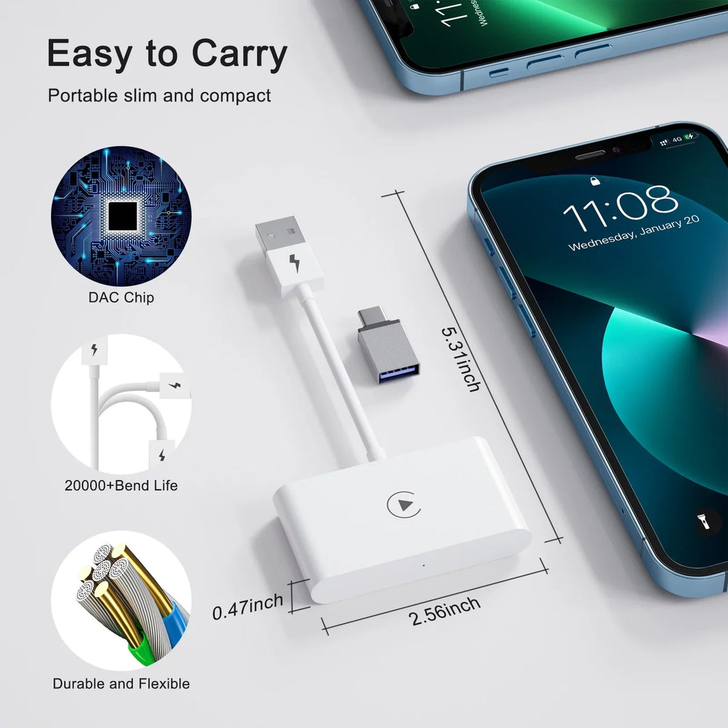 Replacement Carplay iPhone for Apple Player Navigation USB IOS Car Wireless Dongle Adapter