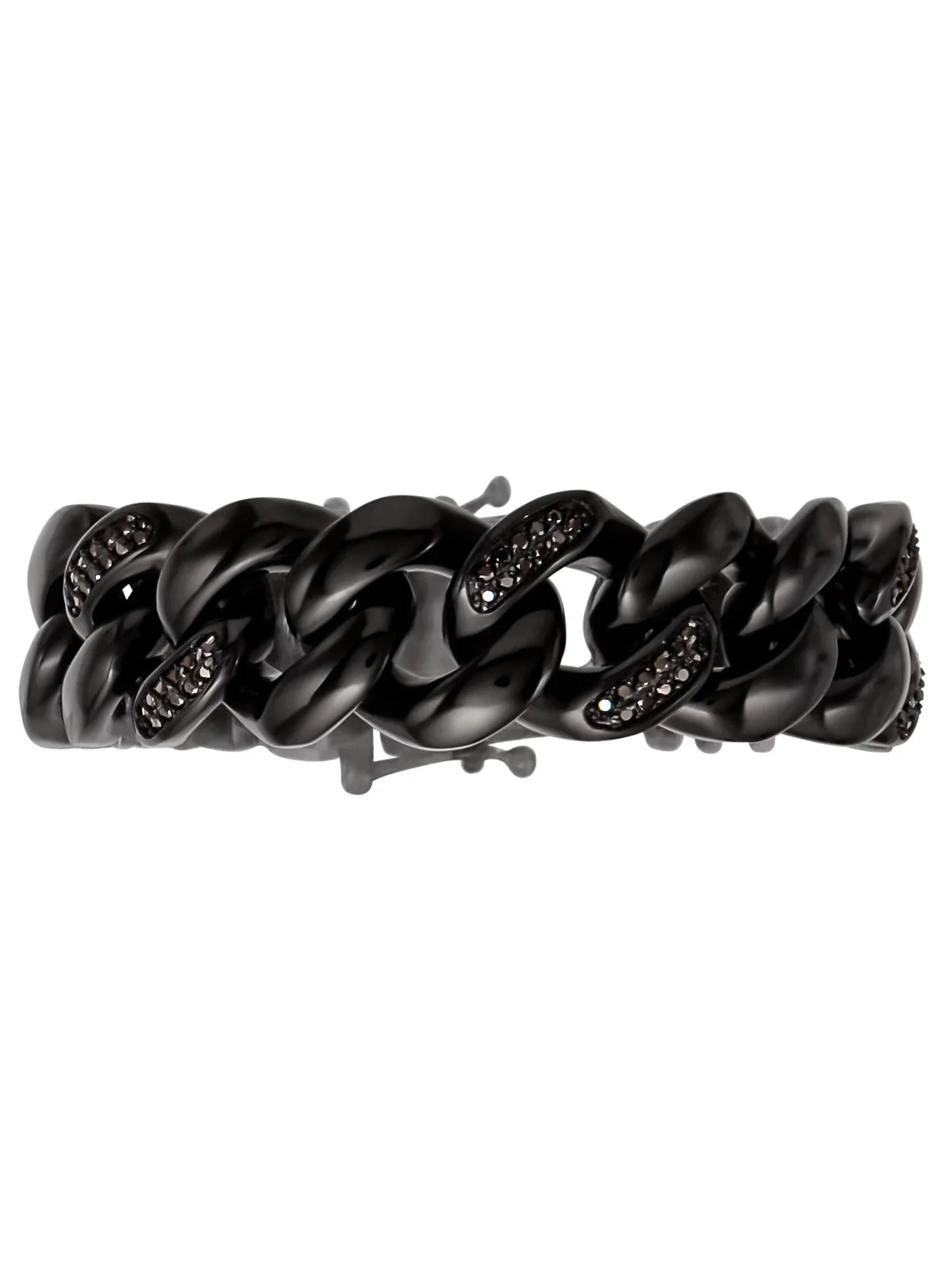 Bracelet Steel Simulated Men's Shaquille Black Stainless IP Curb O'Neal Plated Diamond