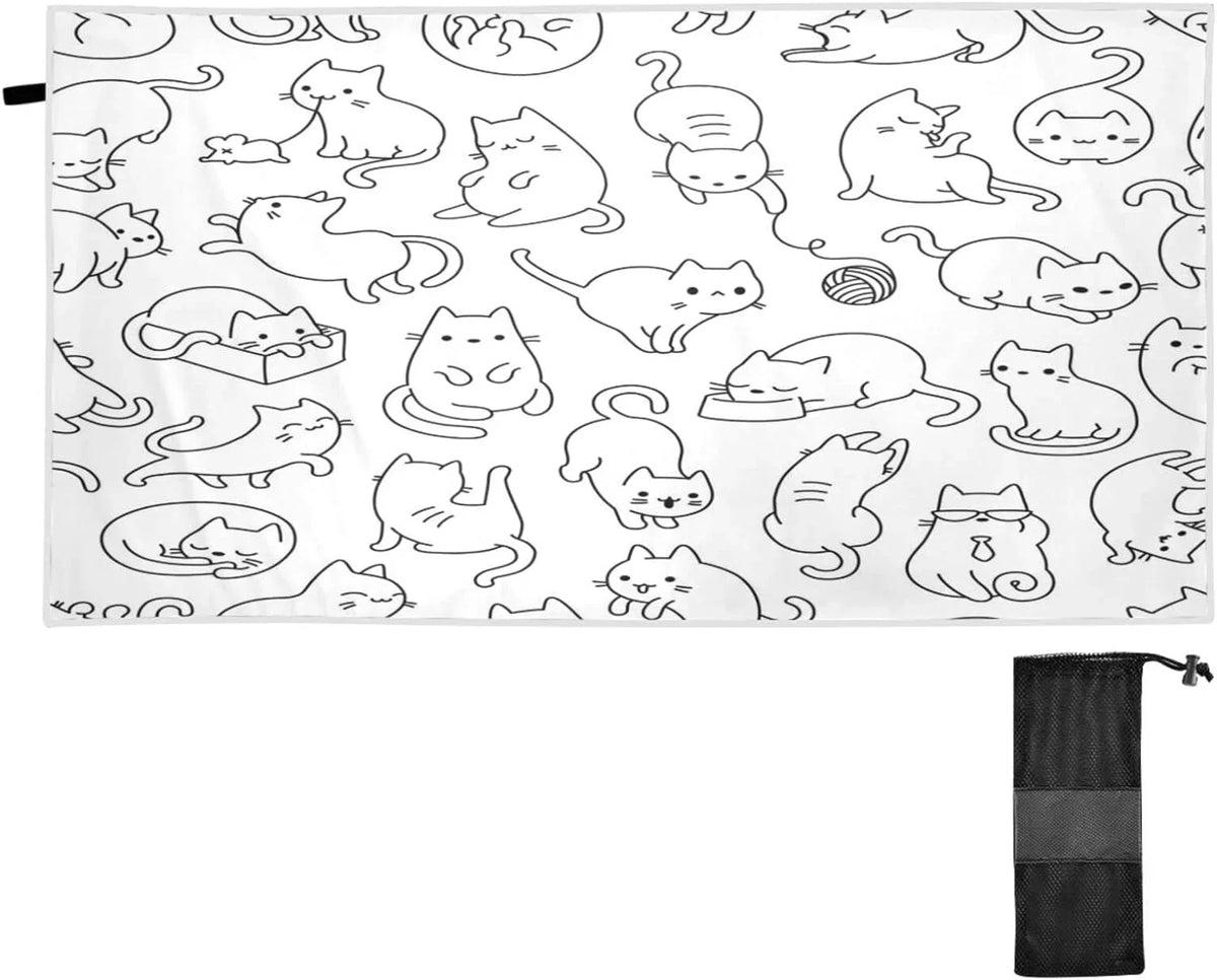 Bestwell Towel Holiday（191） Absorbent - Swimming Cartoon Oversized Lightweight Funny Beach Travel Dry Super - Towel Cat for Quick Camping Towels Compact