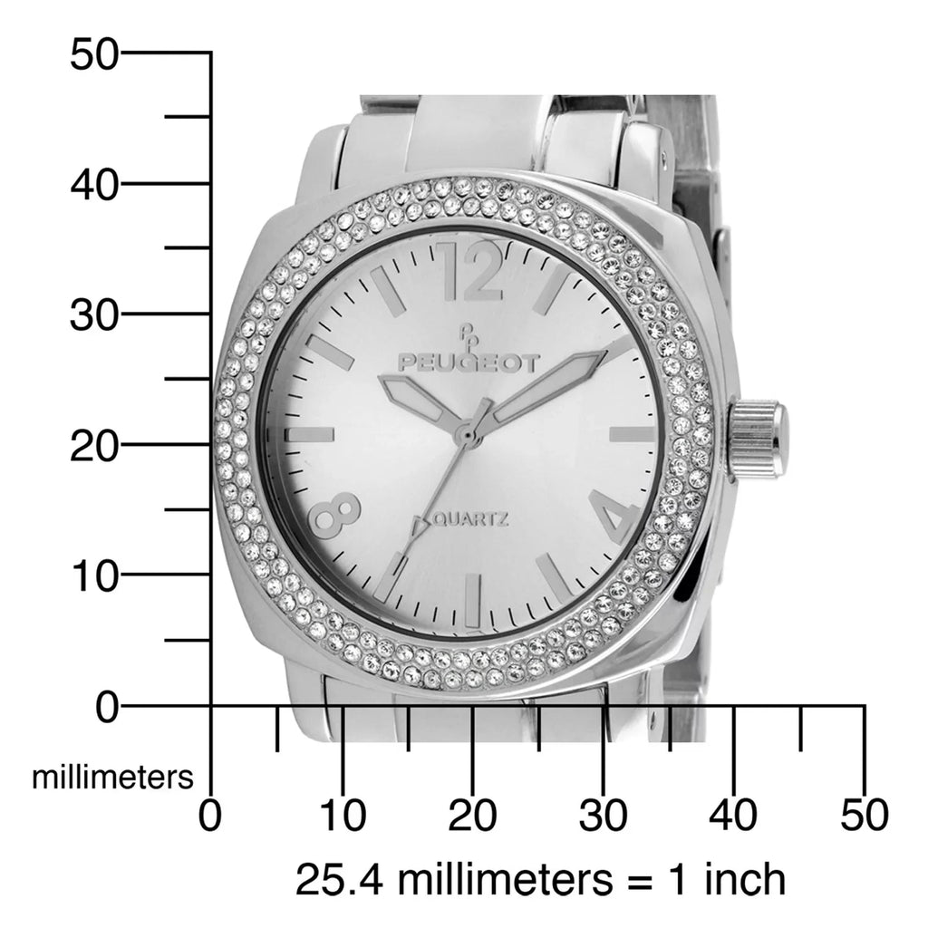 Bracelet Silver Bezel Peugeot Link Watch Swarovski Boyfriend with 7075S All Women's Oversized Crystal