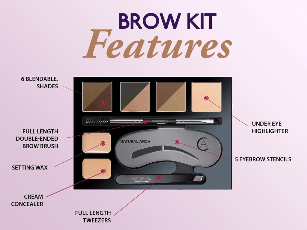 Palette Instructions 16-Piece 5 Eyebrow Tweezers, Duo, Eyebrow Kit Stencils, - Highlighter, Contour & Aesthetica Brow Brow Makeup Concealer Eyebrow 6 Wax, Spoolie/Brush Powders, -