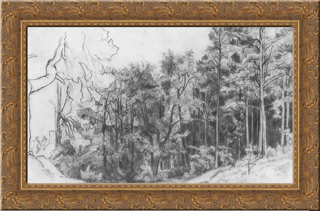 Ornate Gold Forest Shishkin Art Framed Ivan by 24x18 Canvas Deciduous Wood
