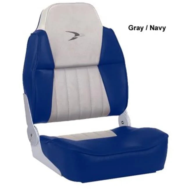 '- - Seat Model - High-Back Premium Folding Fishing Deluxe Chairs WD640PLS Gray-Navy