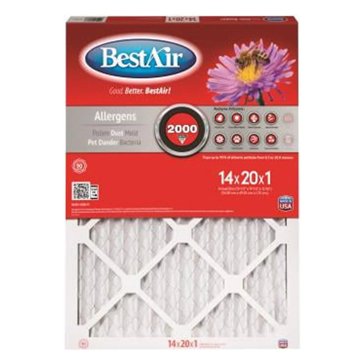 11 14x20 6 Days BestAir 90 In. MERV 1 Quantity B1-1420-11-6 - Furnace Filter, x