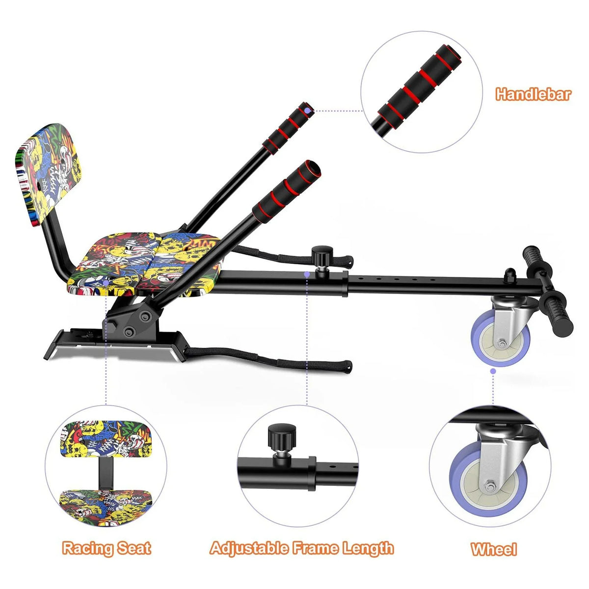 Attachment, 10" Graffiti Seat Compatible 6.5"/ with Hoverboard Hoverboards 8"/ for Accessories, Adjustable Kids, Hoverboards