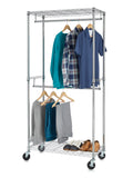 Wire HSS Steel, with Garment Unit 2-Shelf Shelf Casters, Chrome