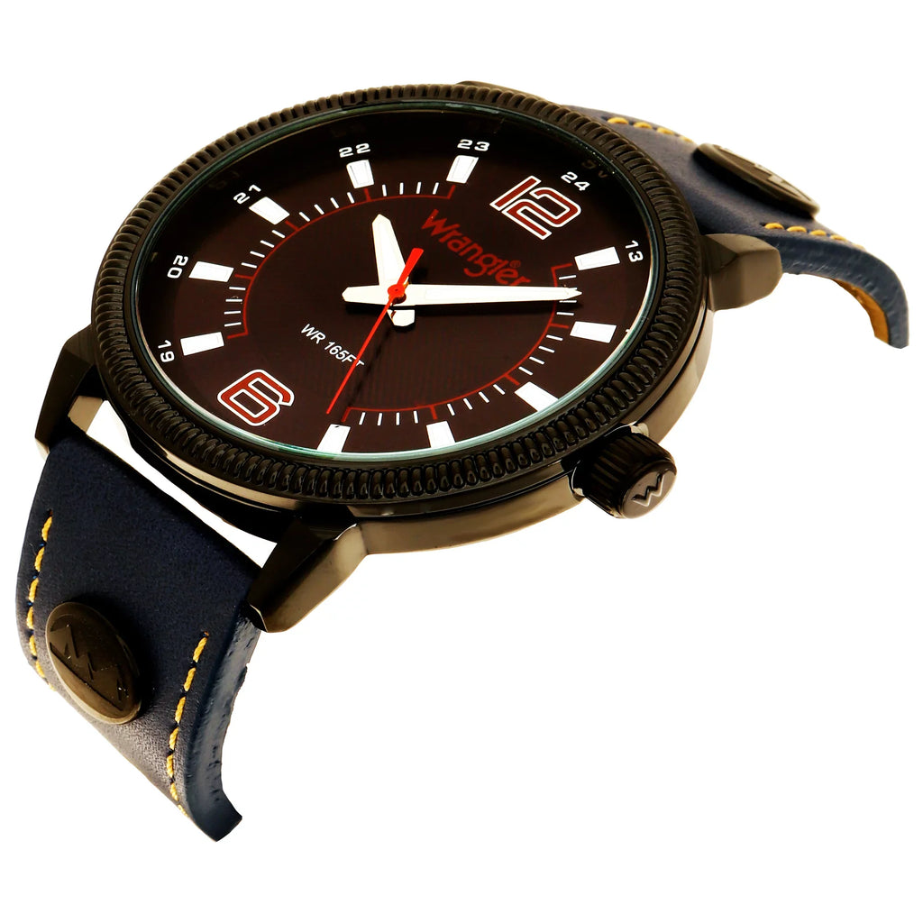 Blue 48.5mm Watch Black Dial, Strap Wrangler