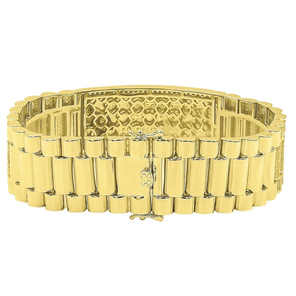Horoscope Zodiac Astrology Gold 14K 8.5'' Diamond Capricorn Horse Tone Simulated Mens Sign Bracelet Yellow