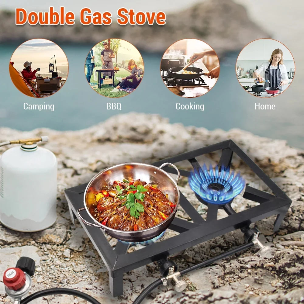 Stove for Patio Camping Cast walmeck ( Cooking Double Iron Propane Standard) BBQ Gas