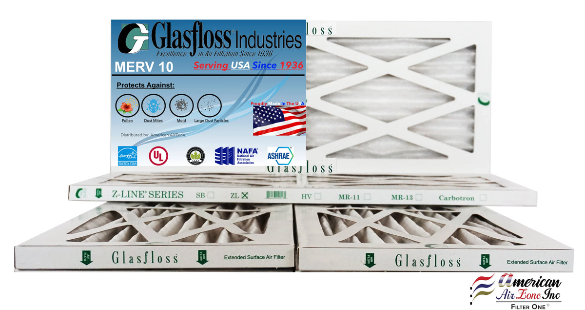 '- 8x14x1 Air 13.5x7/8 10 -Qty:4 - Filter Furnace x Glasfloss USA - MERV 7.5 Made inch) (Actual Size: in