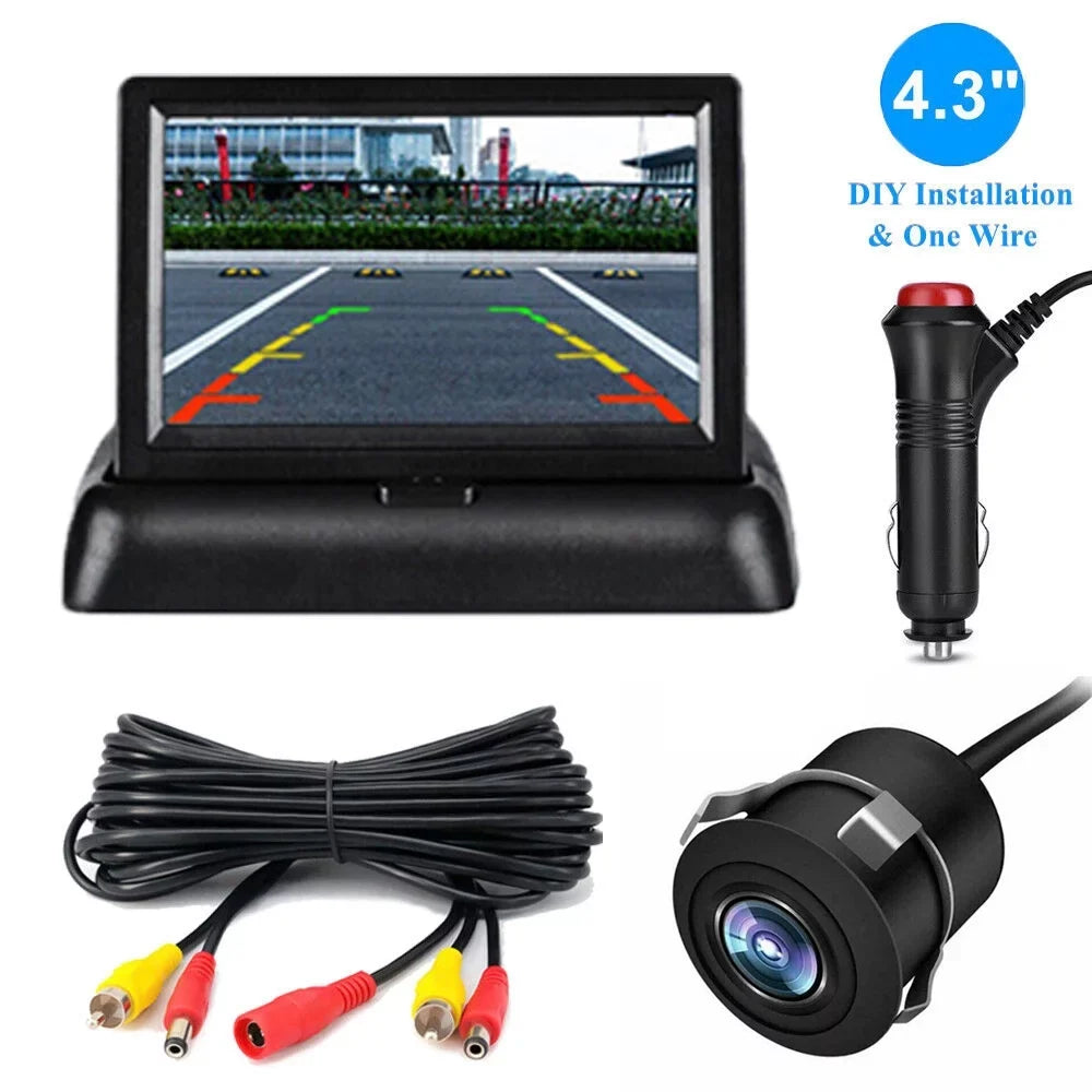 Foldable Display LCD Rear 4.3in Car LED Backup Night View Camera Monitor