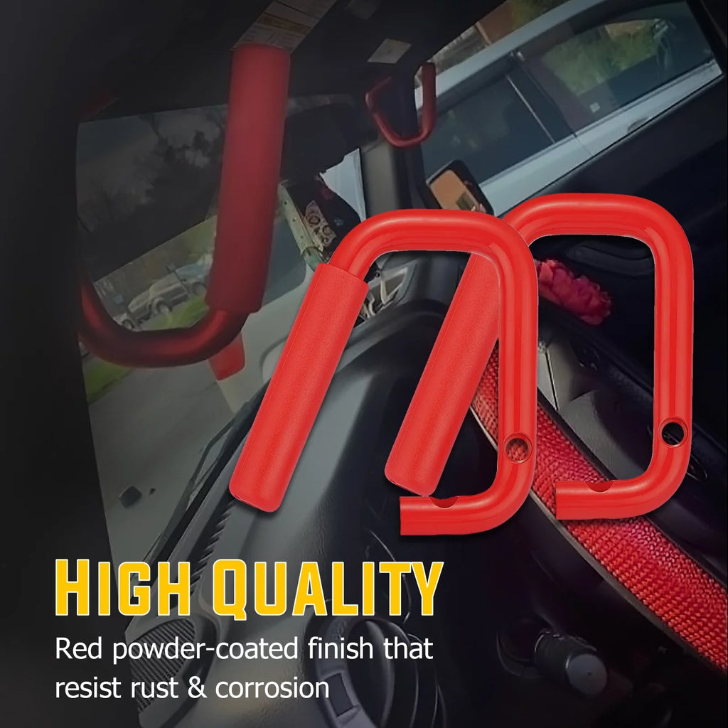 & WEISEN- Coated Aluminum Handles 07-18 Set Full Rear Powder JK Front Bar Red Jeep Wrangler for Grab