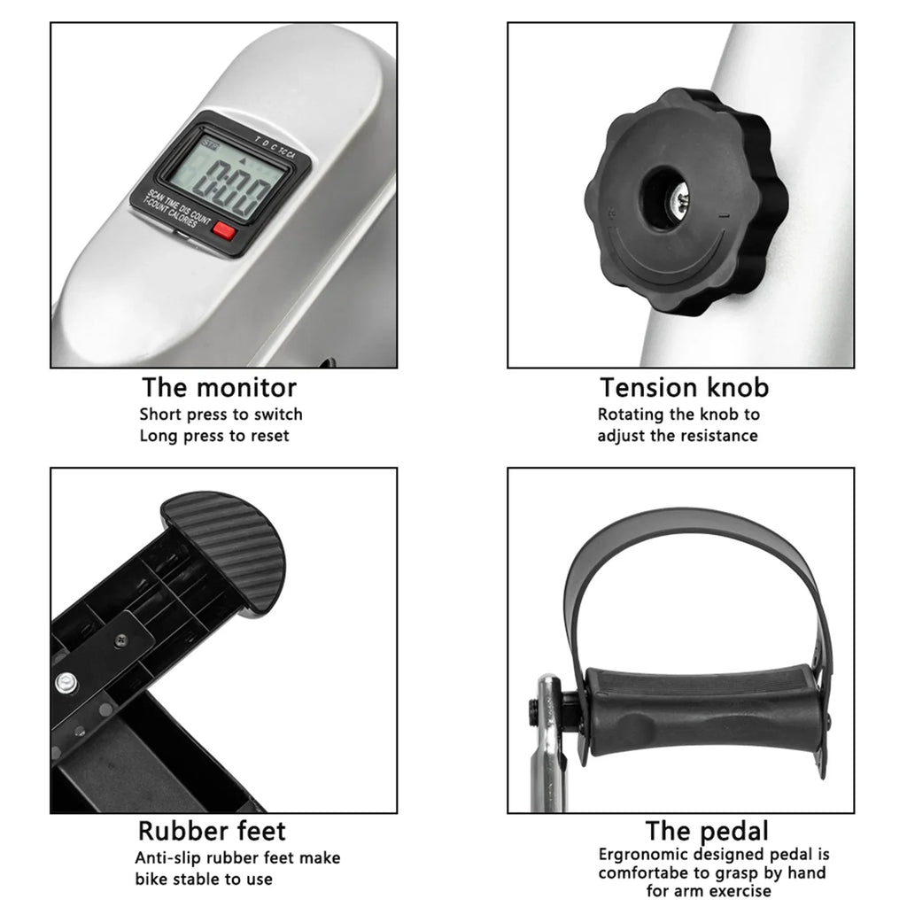 Silver Home and Feet Trainer Hands Use Buyweek W002K Bike Mini Exercise