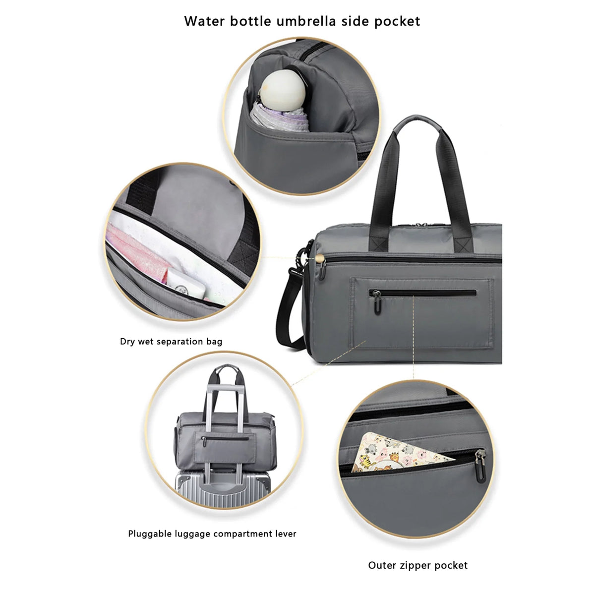 with Bag Wet for Compartment Women Travel Overnight Men Dry Duffel Sports Small Bag Tsseiatte Bag and Pocket Shoes