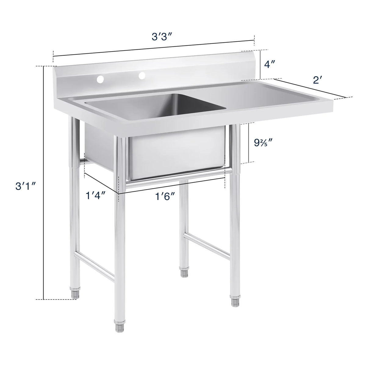 Wilprep Bar for Backsplash Strainer Drainboard Utility Commercial Steel Stainless Sink Kitchen w