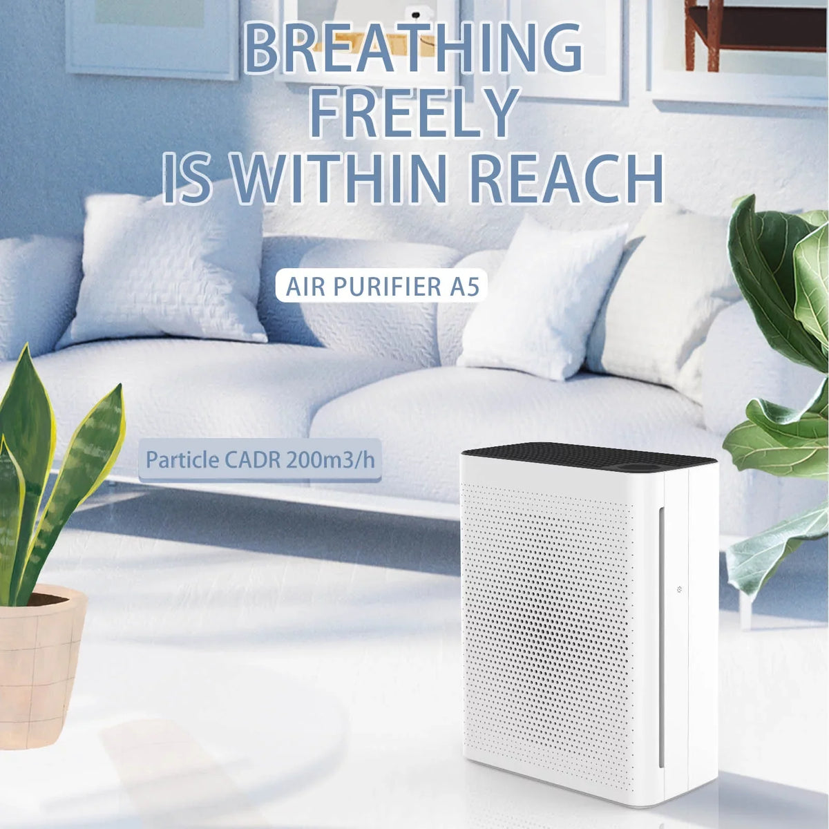 Coverage,White Ultra - Adjustable ft Quiet Air Sleep CADR, 410 Purifier Olansi Mode Fan sq. - HEPA High Speed,
