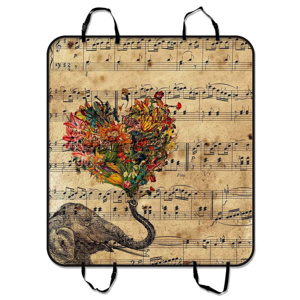 Mat Music 54x60 Elephant For Cargo Car Note inches and Dog Pet Hammock Cover with GCKG Mat Trucks Seat Car Cars Paisley and Colorful Heart SUV Trunk Seat Mat