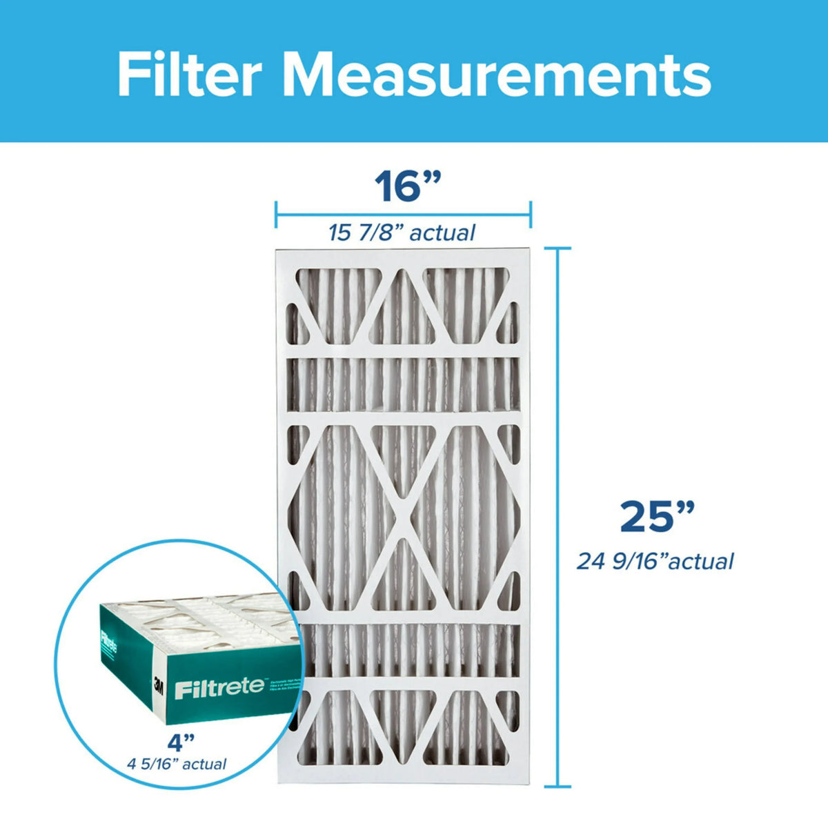 16x25x4 Filtrete Air Deep MPR Pleat, 1 Filter, 1200 Filter MERV Allergen Reduction 11,