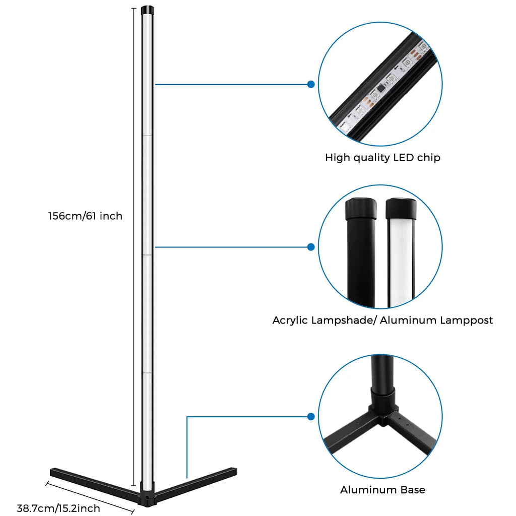 Smart Floor LED WiFi Syn Lamp, Color eco4life Dimmable, Changing, Standing Music