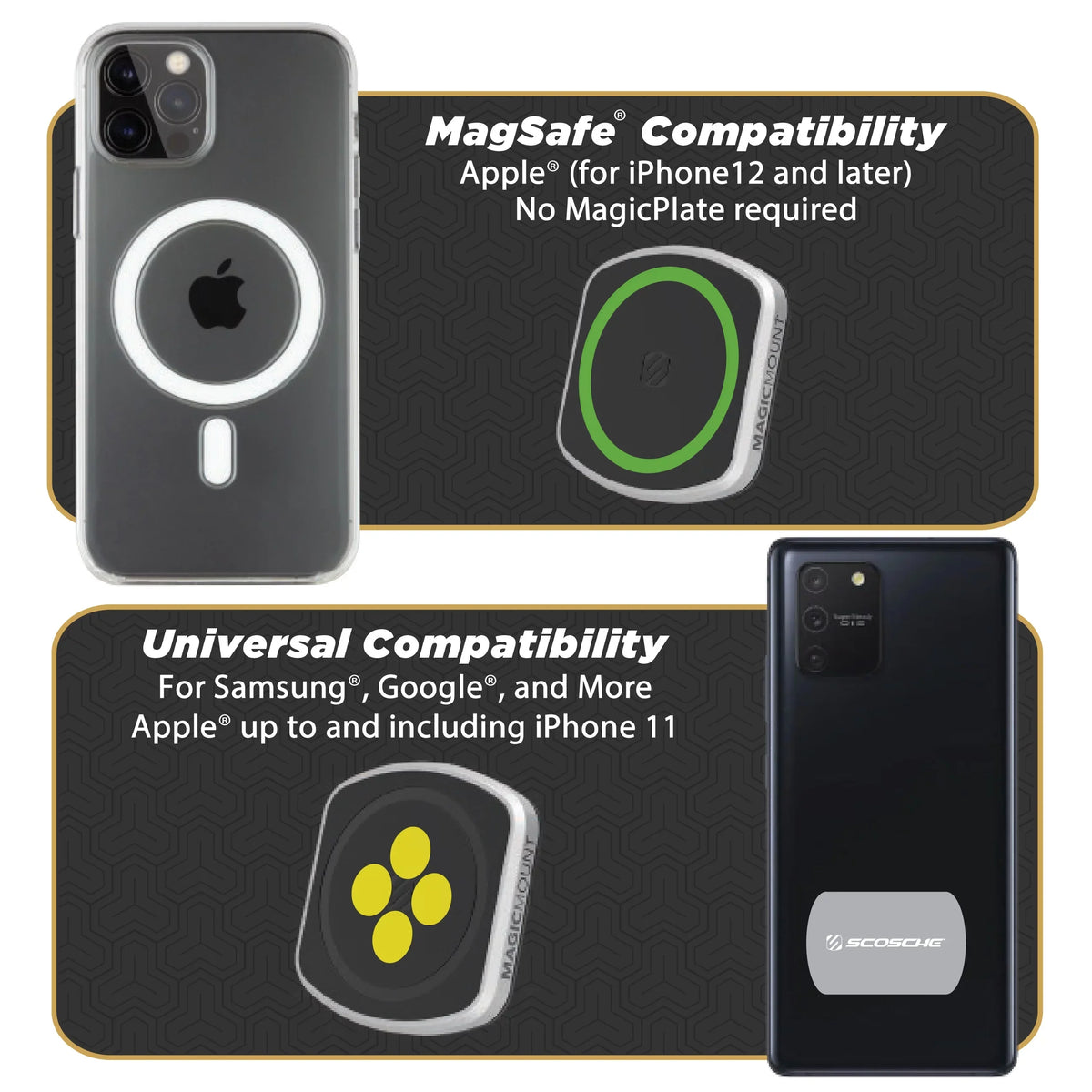 Kit 4-in-1 Mount 2 Car MagicMount MP2ODVM-SP1 Pro Magnetic Phone Scosche Dash/Vent