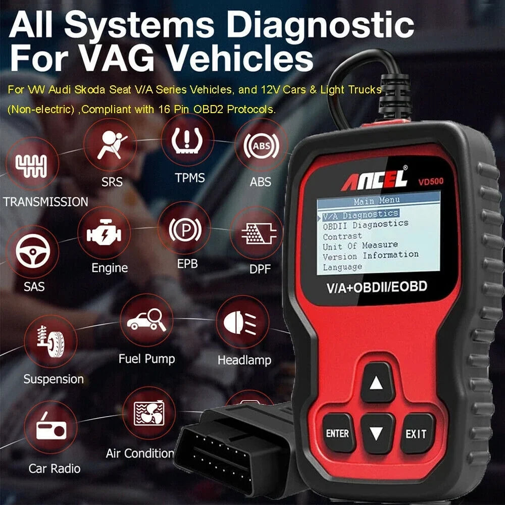 Ancel Adapation System EPB Tool IMMO OBD2 Automotive Diagnostic Seat ABS Skoda All Code VW SRS OIL for Scanner Oil Throttle Audi Reader EPB