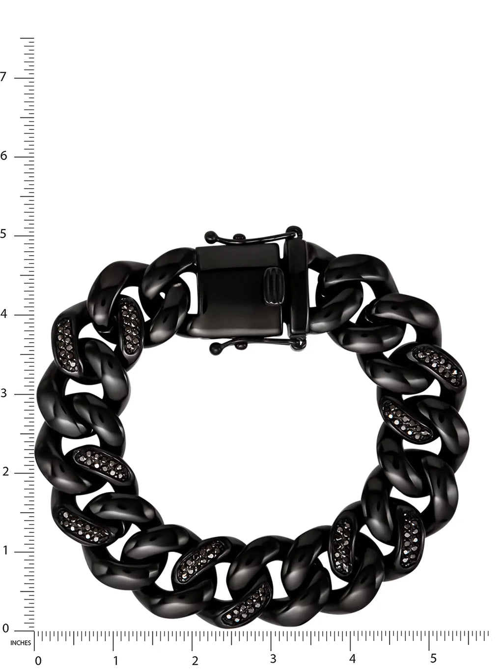 Bracelet Steel Simulated Men's Shaquille Black Stainless IP Curb O'Neal Plated Diamond