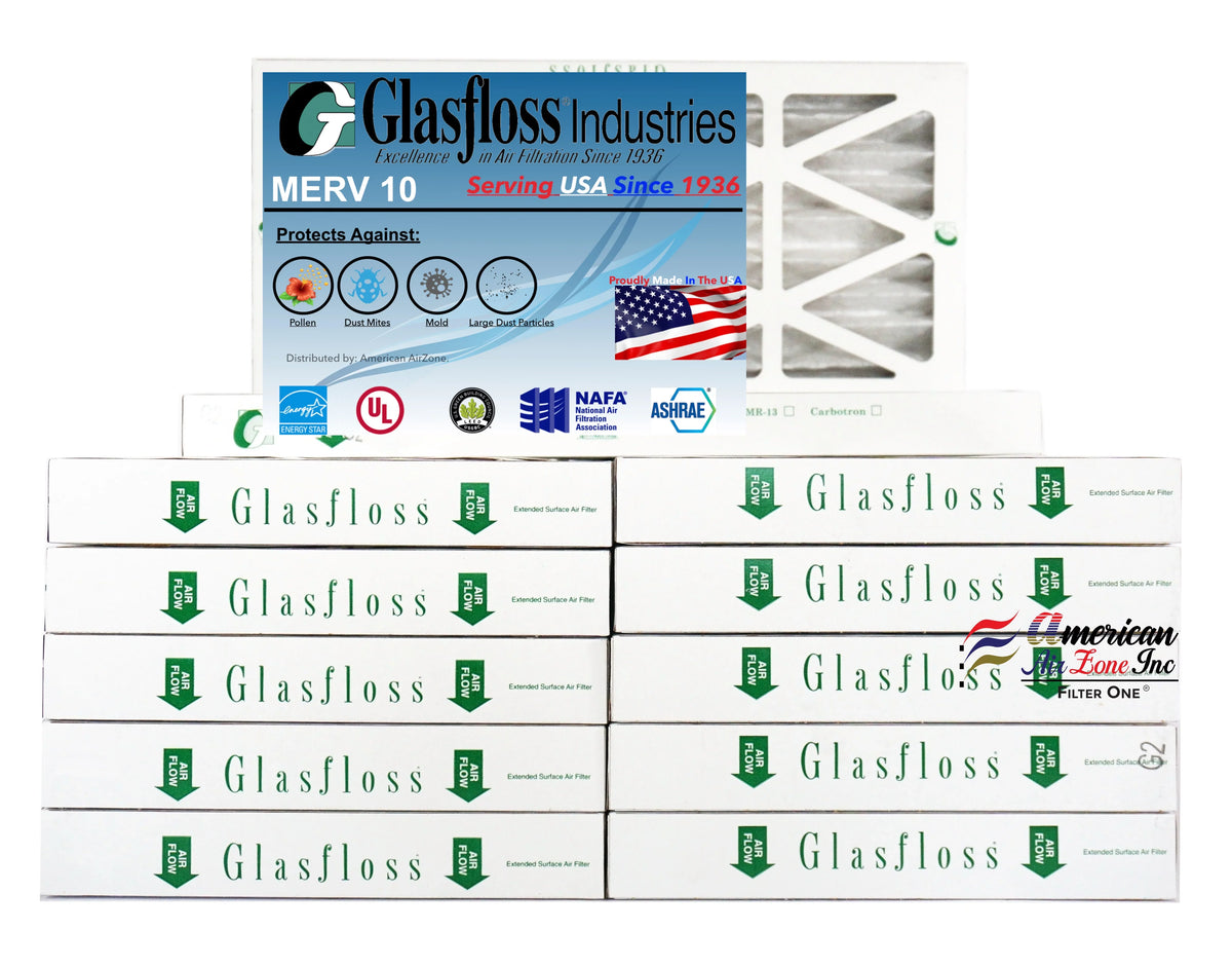 Air - Filter MERV Furnace 10 HVAC 12) - - Home 2" Filter - USA. In or The Office Filter Glasfloss or Pleated - AC Air Air of 10x25x2 - Made (Pack