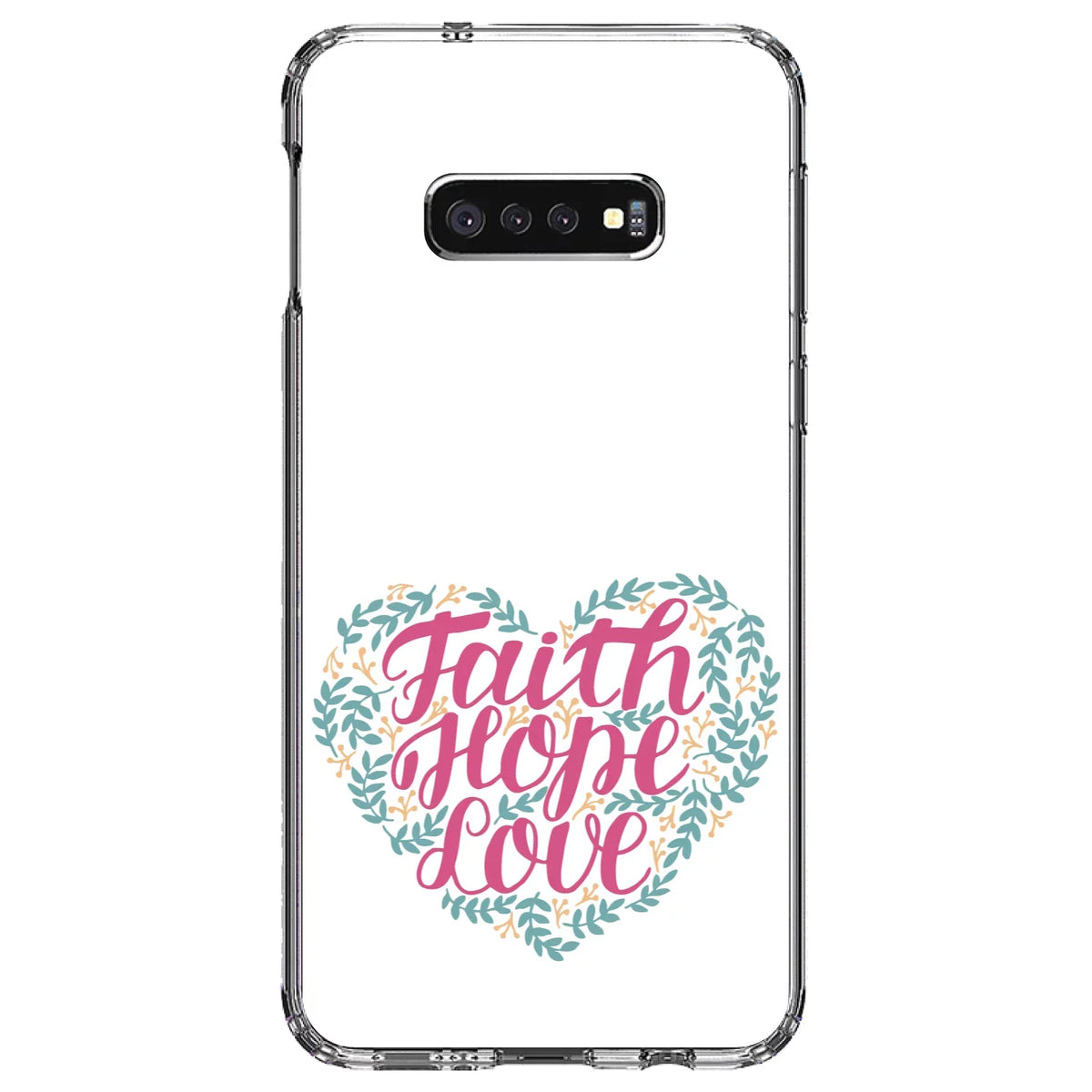 '- Faith Hope Galaxy Case Screen Love Protector Hybrid Samsung Floral Back, Glass S10e Tempered DistinctInk TPU Clear / Shockproof Bumper, Screen) Acrylic (5.8" for / - -