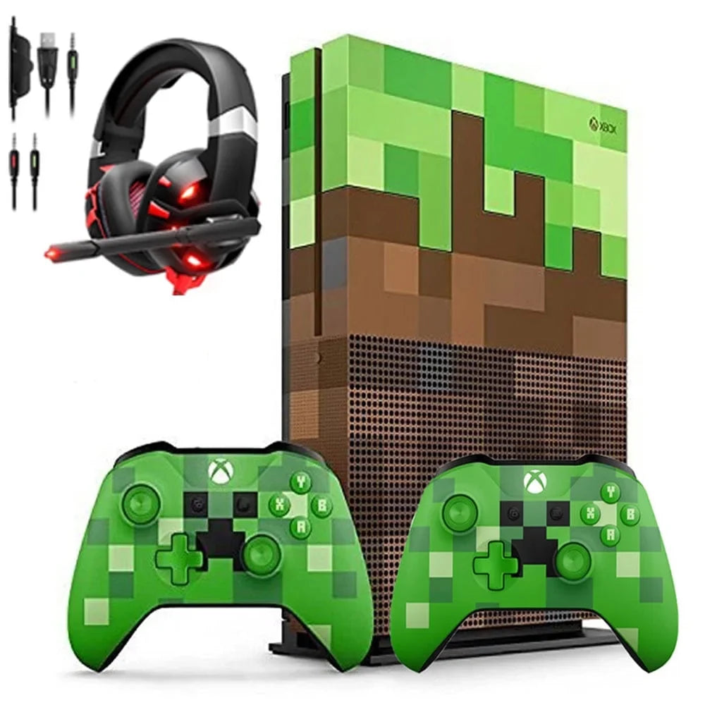 Edition Included 1TB Pre-Owned (Refurbished: Console Xbox Like Bundle 23C-00001 Gaming Minecraft One AXTION with New) BOLT S Controller 2 Limited Microsoft