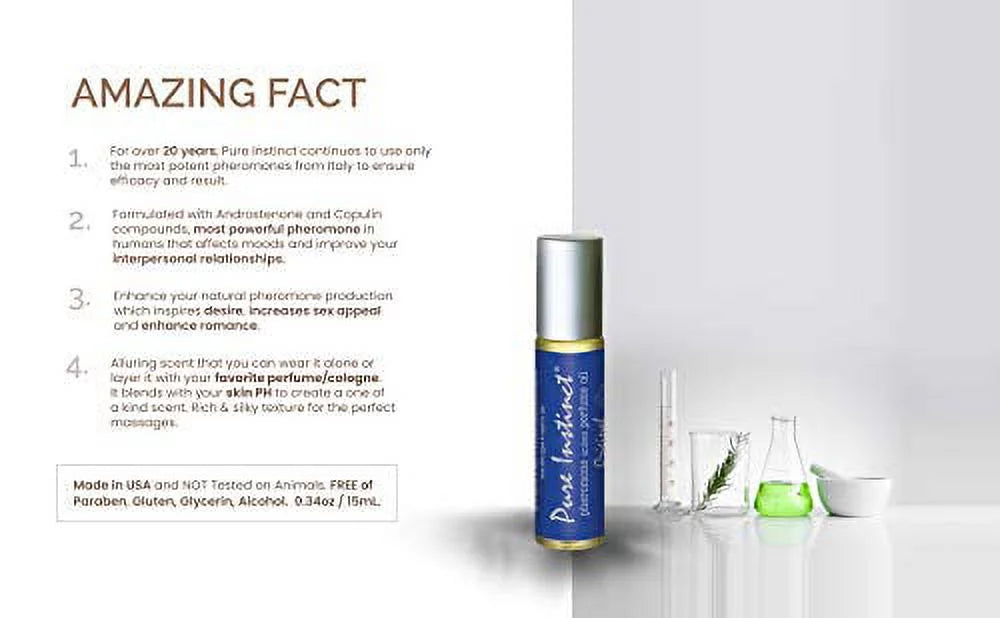 '- The Men Ready Pheromone Essential Roll-On For Unisex Instinct Original Infused Pure Women Oil - Perfume Cologne - TSA and