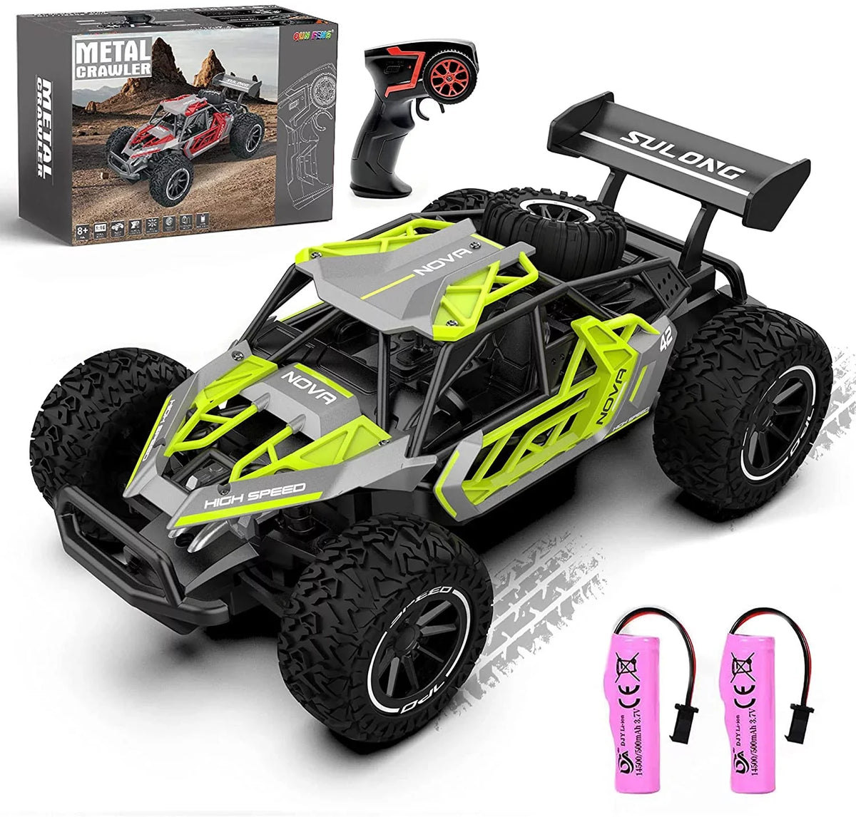 RC Fast with Batteries Car-2WD Kids FENG Racing Remote 8-12 Radio RC 2 Vehicle Rechargeable Cars Toys Control Off-Road 2.4GHz Cars Boys 22km/h (Green) QUN Adult CAR for Gift Years