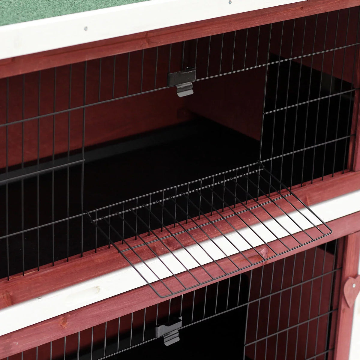 Rabbit Pull-Out with Weatherproof And Elevated Hutch 54" PawHut Run Stackable Wooden Enclosed 2-Story, Fun Trays,