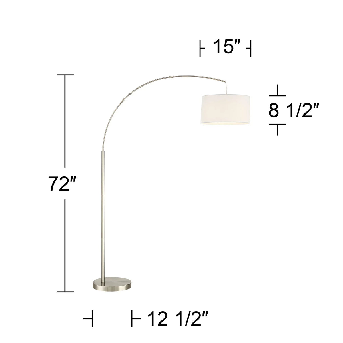 Brushed Room Lighting for  72" Cora White Floor 360 Living Tall Shade Standing Lamp Nickel Bedroom Modern n House Arc Drum Reading Office