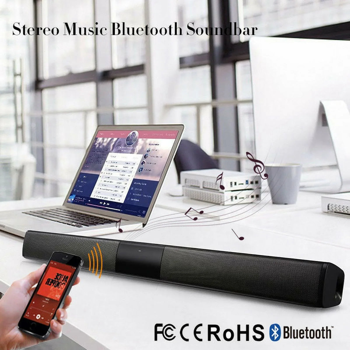 Sound Home Bluetooth TV for Home+Remote Super Stereo Surround Bar Speaker Theater Wireless 3D Sound Bass SHANNA