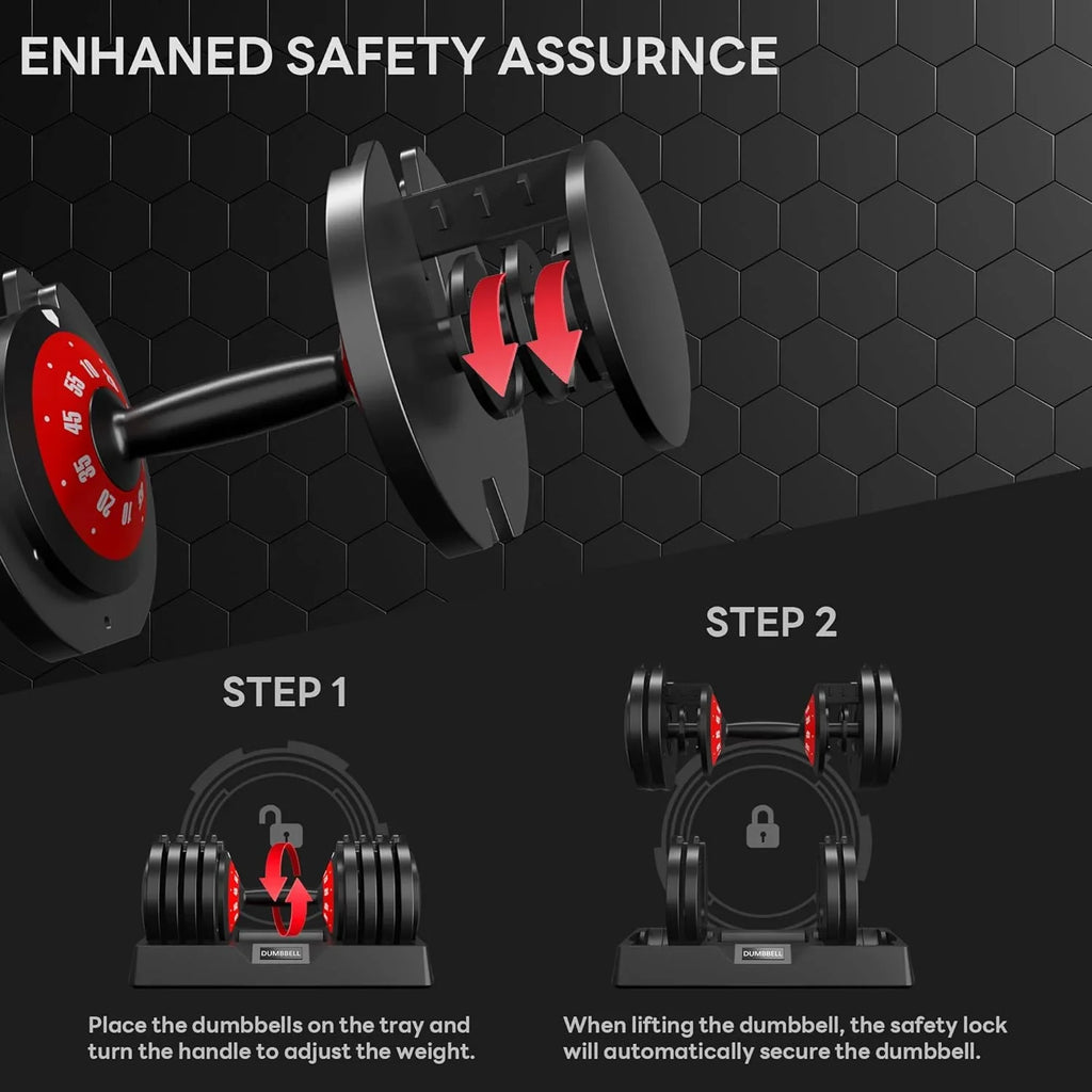 Gym Equipment Adjustable Body Workout with  55lb Dumbbell Adjustable for Home Free Dumbbells, Dumbbell, Full Handle, Fitness Anti-Slip 5-in-1 Soges Weight Workout