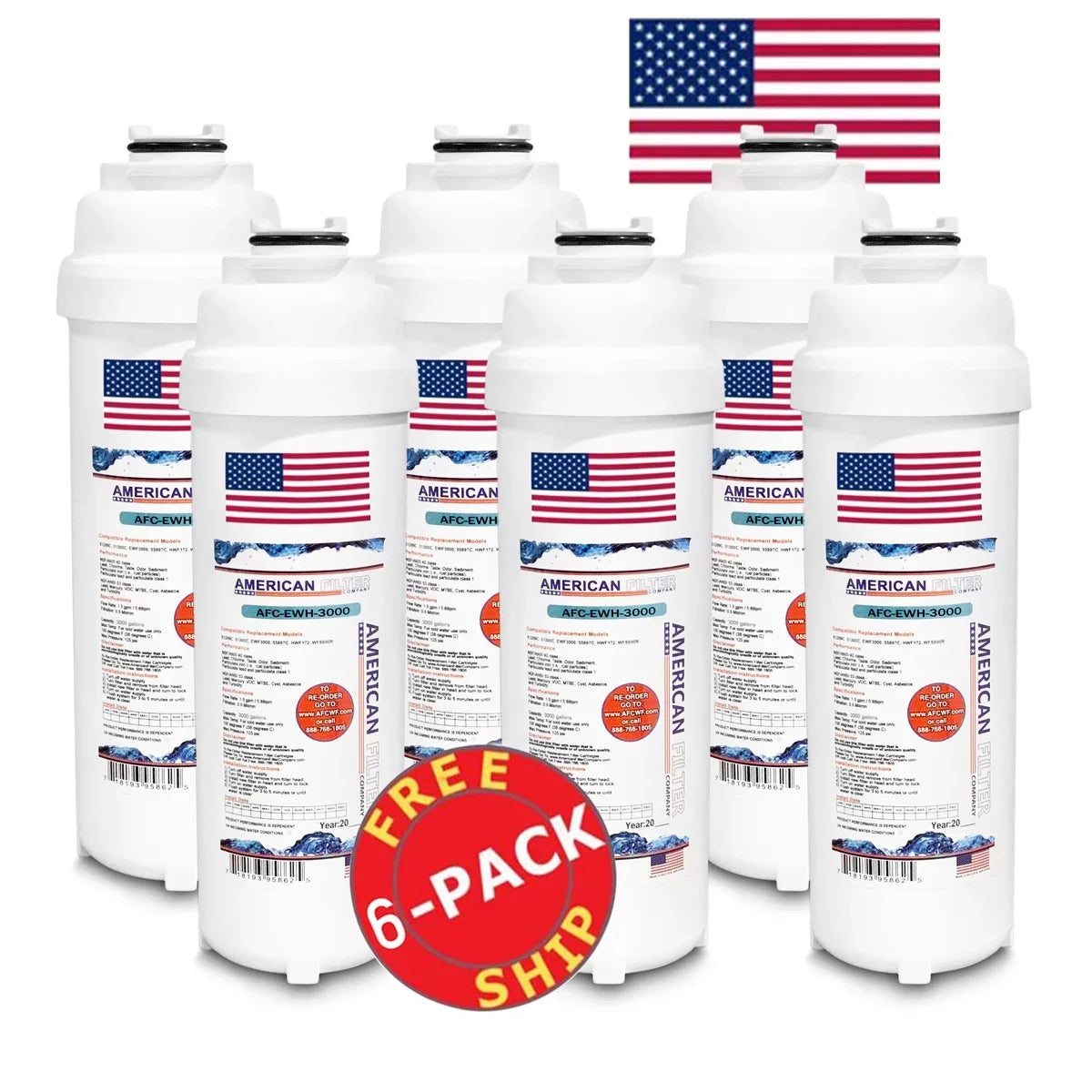 '- , 6 Made Filters AFC AFC-EWH-3000 LMABFTL8WSSK Model - with , Liquid Brand in # , Pack Compatible LiquidSentry® U.S.A.