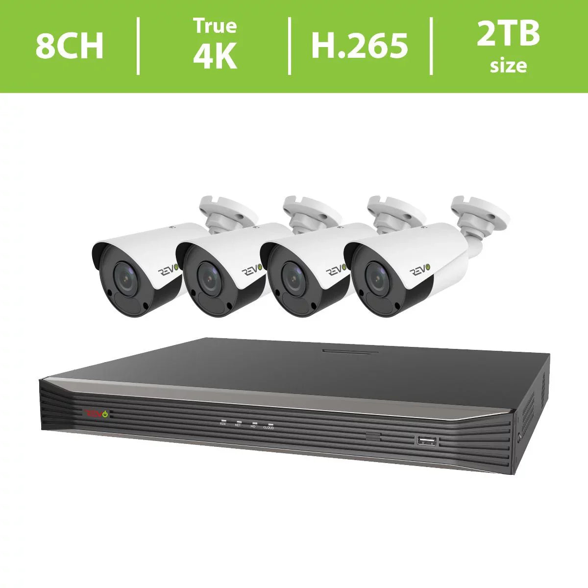 Access x HD Indoor/Outdoor 4K Via HDD Lens Cameras 4 Fixed True Smart 2TB Ultra 4K Video 8CH. Revo Phone, System, NVR PC Remote MAC Surveillance IP & Tablet, -