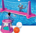 Volleyball Set Inflatable Net Basketball Pool Hoops Float & Pink