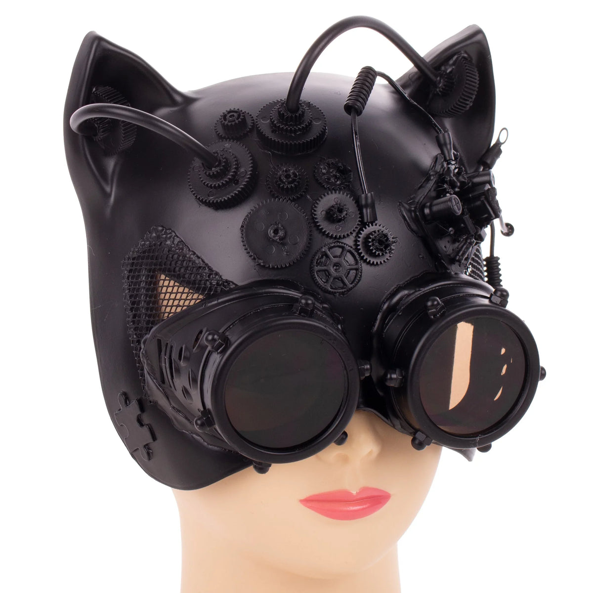 Kitty Goggles Kbw Costume Women's Masquerade Mask Half with Cat Black Steampunk
