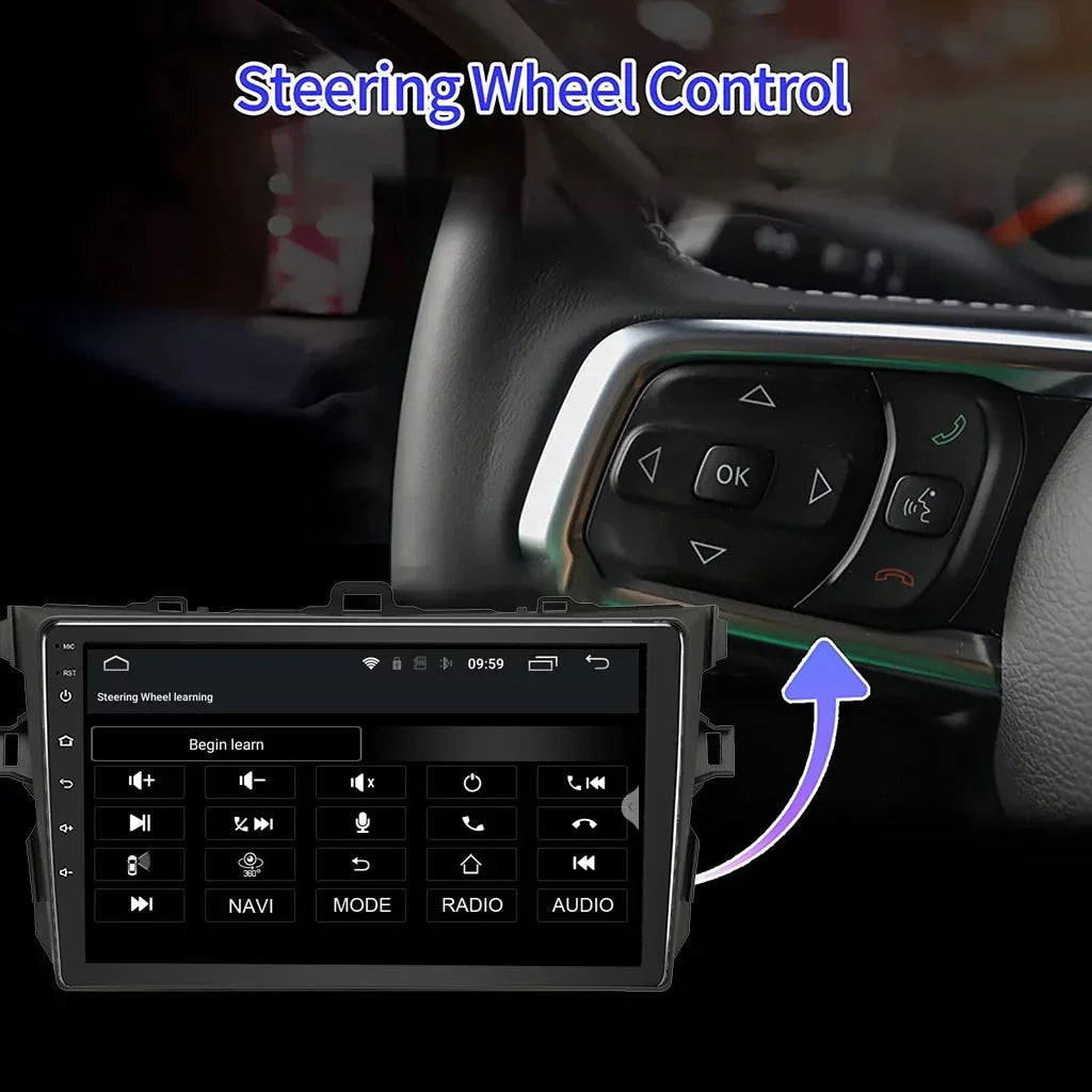 Compatible GPS Camera Navigation, Android Double FM&AM, Support Stereo Corolla 12 Bluetooth, Car Radio Inch Auto,9 Screen Binize Car with CarPlay&Android for 08-12 Toyota Backup Touch Din