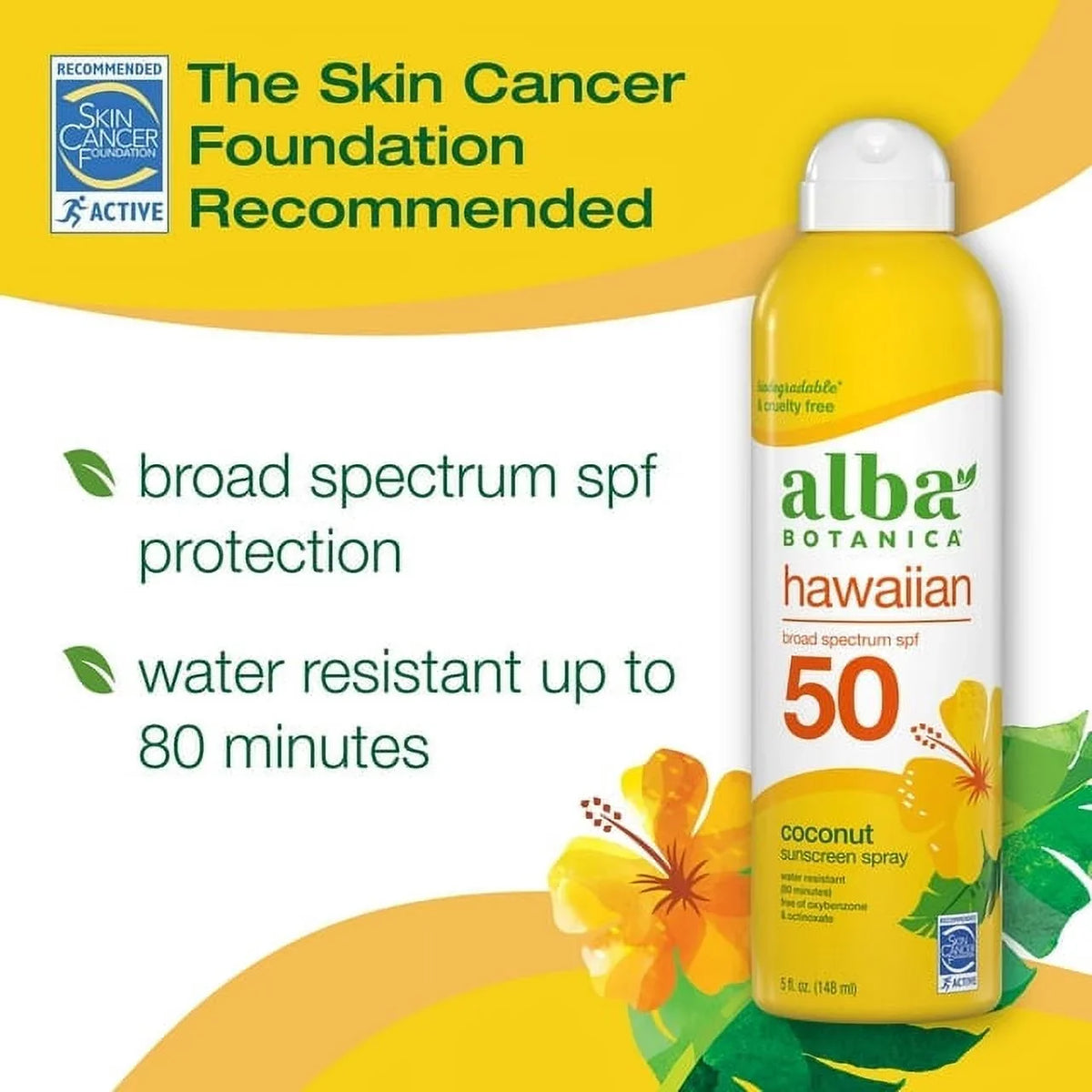 oz of SPF (Pack Spray 50 Sunscreen 6 Hawaiian, 2) Botanica Alba Coconut